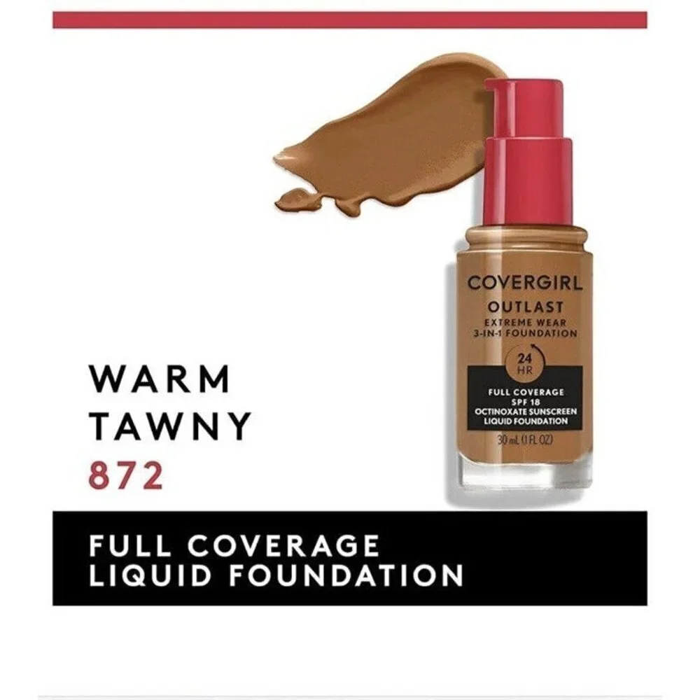 COVERGIRL Outlast Extreme Wear 3 In 1 Foundation 24 Hr SPF 18 872 Warm Tawny